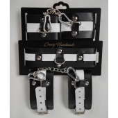 Набор фиксаторов из черной и белой натуральной кожи - Crazy Handmade - купить с доставкой в Таганроге Набор фиксаторов из черной и белой натуральной кожи - Crazy Handmade - купить с доставкой в Таганроге