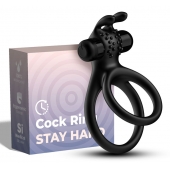 Черное эрекционное виброкольцо с подхватом мошонки Stay Hard - Boys of Toys - в Таганроге купить с доставкой