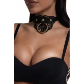 Черный чокер с клепками и золотистой фурнитурой - Crazy Handmade - купить с доставкой в Таганроге Черный чокер с клепками и золотистой фурнитурой - Crazy Handmade - купить с доставкой в Таганроге