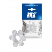 Прозрачное эрекционное кольцо с 6 стимулирующими шариками - Sex Expert - в Таганроге купить с доставкой