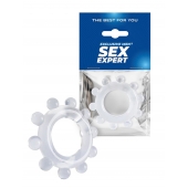 Прозрачное эрекционное кольцо со стимулирующими шариками - Sex Expert - в Таганроге купить с доставкой