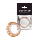 Эрекционное кольцо с бежевыми «ресничками» - Sextaz - в Таганроге купить с доставкой