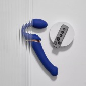 Синий безремневой страпон Multi Orgasm Bendable Strap-On size XL с клиторальной стимуляцией - Strap-on-me - купить с доставкой в Таганроге