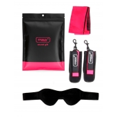 Черно-розовый эротический набор: маска, наручники и повязка - Erokay - купить с доставкой в Таганроге