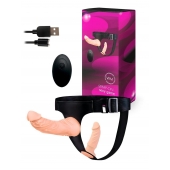 Женский страпон с 2 насадками, вибрацией и пультом ДУ - Erowoman-Eroman - купить с доставкой в Таганроге