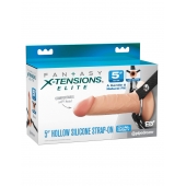 Телесный пустотелый фаллопротез 5’’ Hollow Silicone Strap-On - 14 см. - Pipedream - купить с доставкой в Таганроге