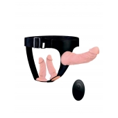 Женский страпон с 3 насадками и вибрацией - Erowoman-Eroman - купить с доставкой в Таганроге