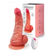 Телесный вибратор-реалистик с пультом ДУ - 24 см. - Erowoman-Eroman
