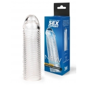 Прозрачная закрытая насадка на пенис с ребрышками - 16 см. - Sex Expert - в Таганроге купить с доставкой