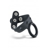 Черное эрекционное кольцо с подхватом мошонки на кнопках VS6 - Blush Novelties - в Таганроге купить с доставкой