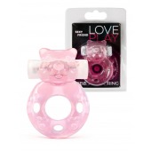 Розовое эрекционное виброкольцо в форме мишки - 1137 - в Таганроге купить с доставкой