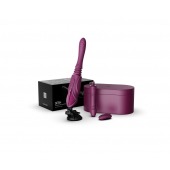 Фиолетовая секс-машина с функцией нагрева, насадками и присоской Sesh - Zalo - купить с доставкой в Таганроге