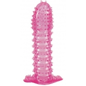 Гелевая розовая насадка с шипами - 12 см. - Toyfa Basic - в Таганроге купить с доставкой