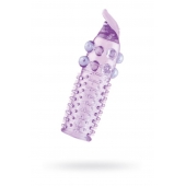 Гелевая фиолетовая насадка с шариками, шипами и усиком - 11 см. - Toyfa Basic - в Таганроге купить с доставкой