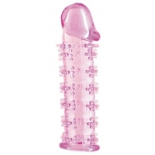 Гелевая розовая насадка на фаллос с шипами - 12 см. - Toyfa Basic - в Таганроге купить с доставкой