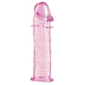 Гладкая розовая насадка с усиками под головкой - 12,5 см. - Toyfa Basic - в Таганроге купить с доставкой