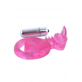 Розовая вибронасадка со стимулятор клитора   Язычок - Toyfa Basic - в Таганроге купить с доставкой