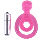 Розовая вибронасадка со стимулятор клитора   Язычок - Toyfa Basic - в Таганроге купить с доставкой