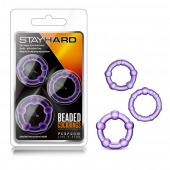 Набор из 3 фиолетовых эрекционных колец Stay Hard Beaded Cockrings - Blush Novelties - в Таганроге купить с доставкой