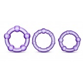 Набор из 3 фиолетовых эрекционных колец Stay Hard Beaded Cockrings - Blush Novelties - в Таганроге купить с доставкой