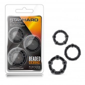 Набор из 3 чёрных эрекционных колец Stay Hard Beaded Cockrings - Blush Novelties - в Таганроге купить с доставкой
