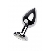 Серебристая анальная пробка с прозрачным кристаллом-сердцем - 8 см. - ToyFa - купить с доставкой в Таганроге