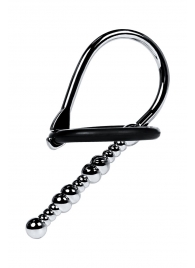 Серебристый уретральный плаг-бусины TOYFA Metal с мягким фиксириющим кольцом - ToyFa - купить с доставкой в Таганроге