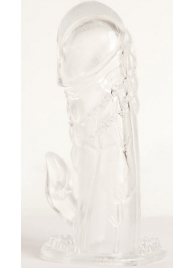 Прозрачная гелевая насадка с клиторальным отростком - 13 см. - Toyfa Basic - в Таганроге купить с доставкой