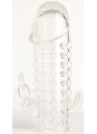 Гелевая прозрачная насадка с 2 отростками - 13 см. - Toyfa Basic - в Таганроге купить с доставкой