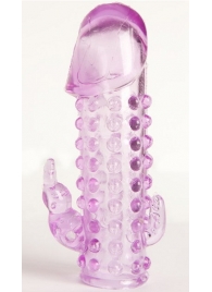 Закрытая фиолетовая насадка с 2 отростками - 13 см. - Toyfa Basic - в Таганроге купить с доставкой