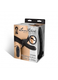 Чёрный полый страпон с вибрацией Unisex Vibrating Hollow Strap-On - 14 см. - Lux Fetish - купить с доставкой в Таганроге