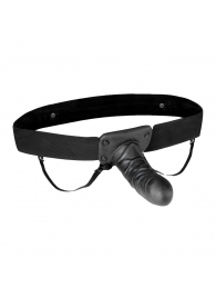 Чёрный полый страпон с вибрацией Unisex Vibrating Hollow Strap-On - 14 см. - Lux Fetish - купить с доставкой в Таганроге