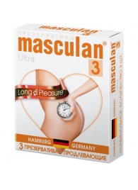 Розовые презервативы Masculan Ultra Long Pleasure с колечками, пупырышками и продлевающим эффектом - 3 шт. - Masculan - купить с доставкой в Таганроге