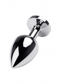 Серебристая коническая анальная пробка с красным кристаллом - 8 см. - ToyFa - купить с доставкой в Таганроге