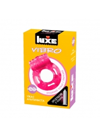 Розовое эрекционное виброкольцо Luxe VIBRO  Ужас Альпиниста  + презерватив - Luxe - в Таганроге купить с доставкой