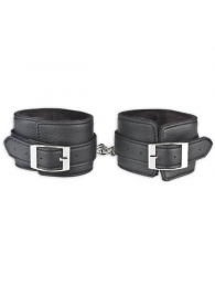 Черные фиксаторы для ног на цепи с мехом внутри - Lux Fetish - купить с доставкой в Таганроге