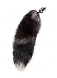Серебристая металлическая анальная втулка с хвостом чернобурой лисы - размер S - ToyFa - купить с доставкой в Таганроге
