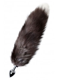 Серебристая металлическая анальная втулка с хвостом чернобурой лисы - размер S - ToyFa - купить с доставкой в Таганроге