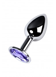 Серебристая конусовидная анальная пробка с фиолетовым кристаллом - 7 см. - ToyFa - купить с доставкой в Таганроге