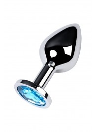 Серебристая конусовидная анальная пробка с голубым кристаллом - 8 см. - ToyFa - купить с доставкой в Таганроге