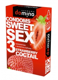 Презервативы для орального секса DOMINO Sweet Sex с ароматом клубничного коктейля  - 3 шт. - Domino - купить с доставкой в Таганроге