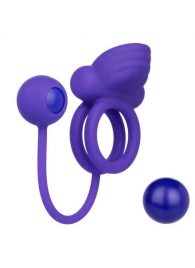 Фиолетовое эрекционное кольцо с утяжелителем Silicone Rechargeable Dual Rockin Rim Enhancer - California Exotic Novelties - в Таганроге купить с доставкой