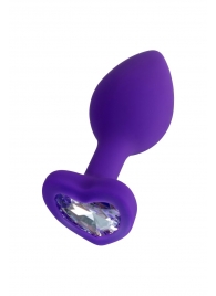 Фиолетовая анальная втулка Diamond Heart с прозрачным кристаллом - 7 см. - ToyFa - купить с доставкой в Таганроге