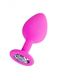 Розовая анальная втулка Brilliant с прозрачным кристаллом - 8 см. - ToyFa - купить с доставкой в Таганроге