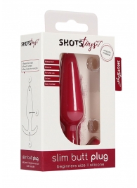 Красная анальная пробка для ношения Slim Butt Plug - 8,3 см. - Shots Media BV