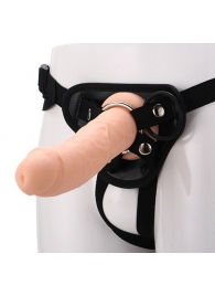 Черные трусики с телесной насадкой STRAP ON REAL DILDO - 21 см. - Dream Toys - купить с доставкой в Таганроге