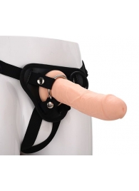 Черные трусики с телесной насадкой STRAP ON REAL DILDO - 21 см. - Dream Toys - купить с доставкой в Таганроге