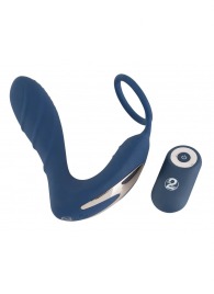 Синий вибростимулятор простаты с кольцом - 14,5 см. - Orion - в Таганроге купить с доставкой