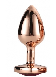 Золотистая анальная втулка с кристаллом-сердечком розового цвета - 7,1 см. - Dream Toys - купить с доставкой в Таганроге