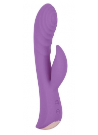 Фиолетовый вибромассажер-кролик 5  Silicone Ripple Passion - 19,1 см. - Erokay